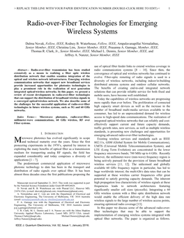 Radio-Over-Fiber Technologies for Emerging Wireless Systems