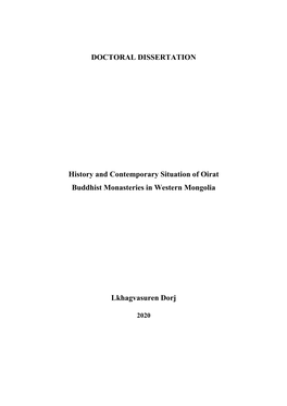 DOCTORAL DISSERTATION History and Contemporary Situation of Oirat