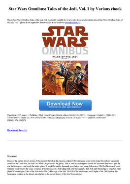 Star Wars Omnibus: Tales of the Jedi, Vol. 1 by Various Ebook