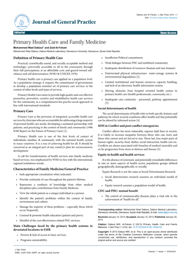 Primary Health Care and Family Medicine