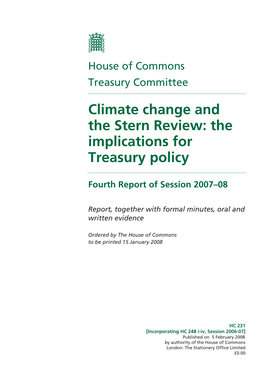 Climate Change and the Stern Review: the Implications for Treasury Policy