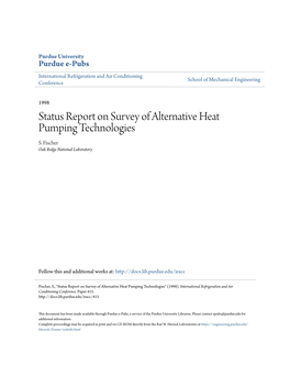 Status Report on Survey of Alternative Heat Pumping Technologies S