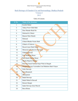 Built Heritage of Chanderi City and Surroundings, Madhya Pradesh Volume-I 2012