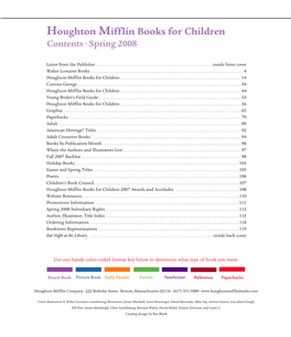 Houghton Mifflin Books for Children Contents • Spring 2008