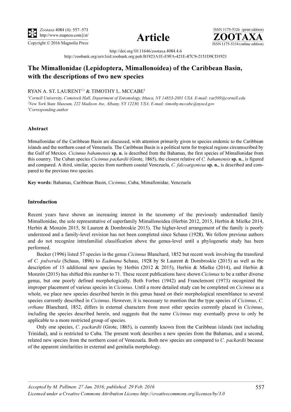 Of the Caribbean Basin, with the Descriptions of Two New Species