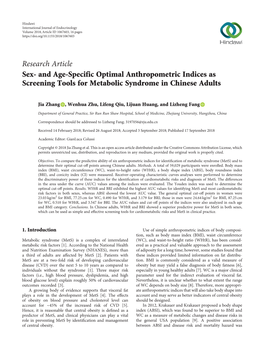 Sex-And Age-Specific Optimal Anthropometric Indices As