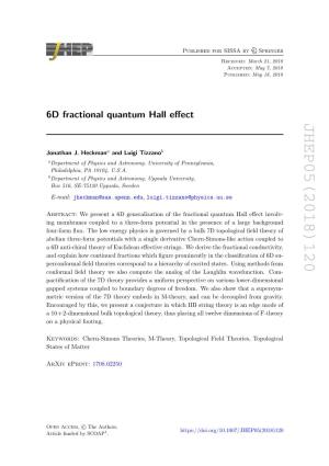 6D Fractional Quantum Hall Effect