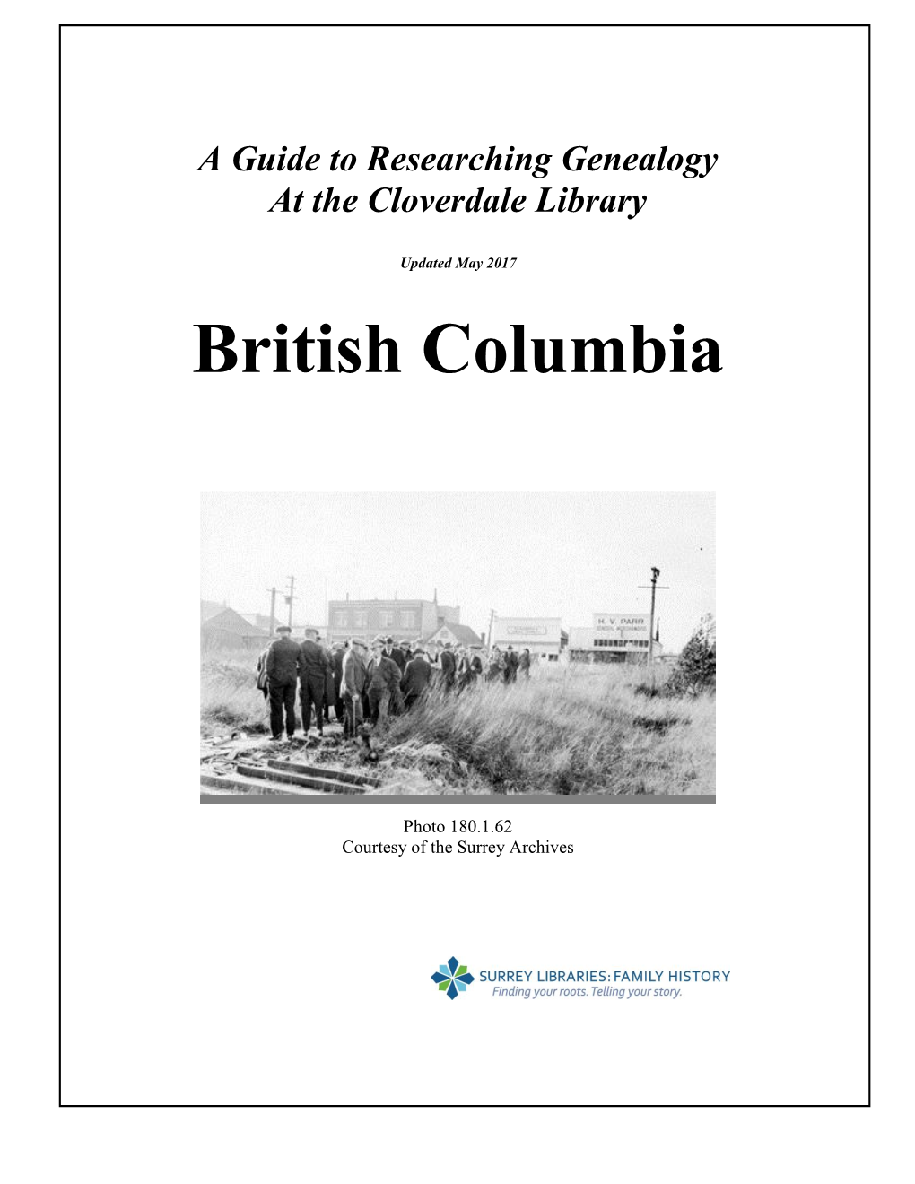 Guide to Researching Genealogy at the Cloverdale Library: British