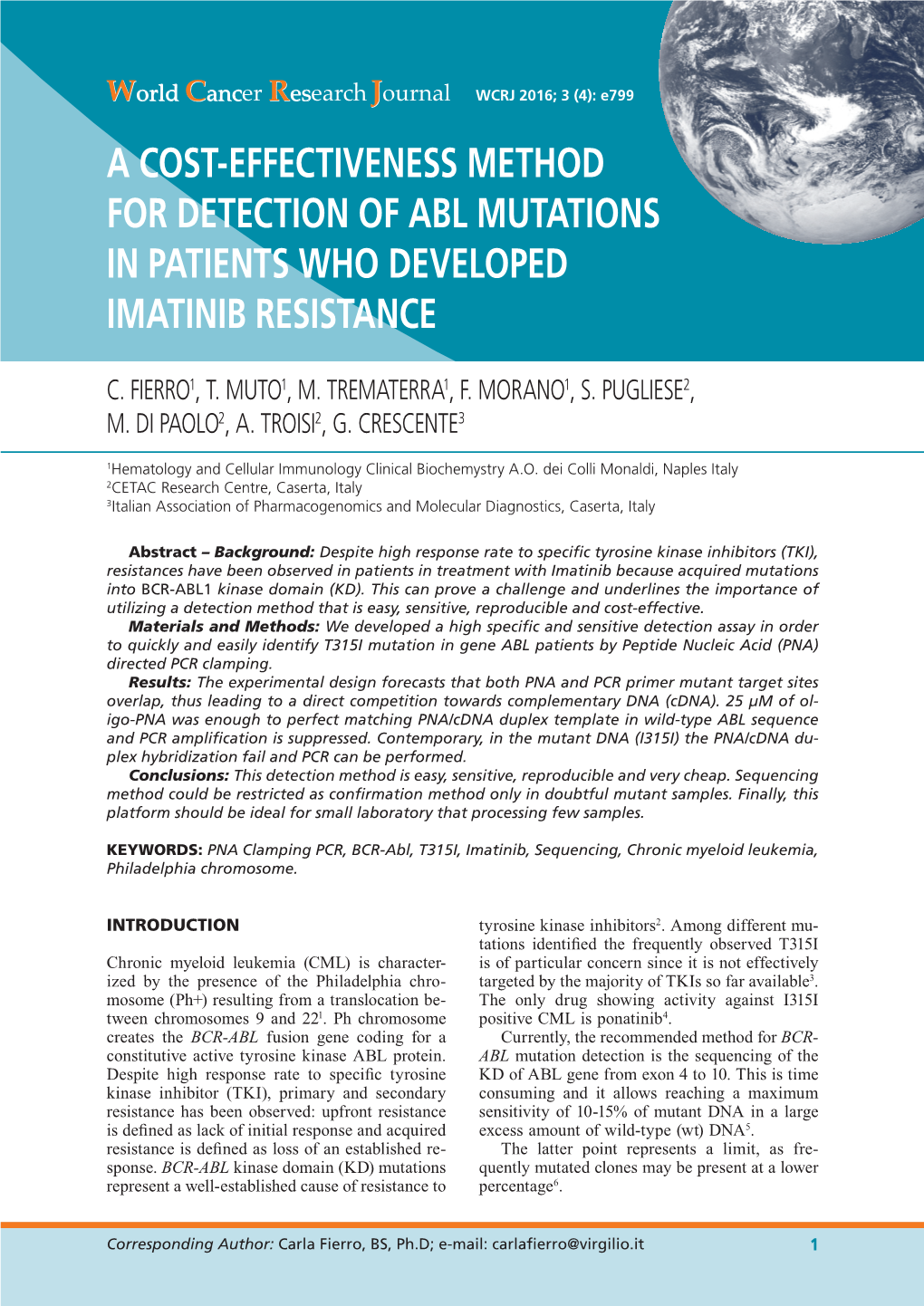 A Cost-Effectiveness Method for Detection of Abl Mutations in Patients Who Developed Imatinib Resistance