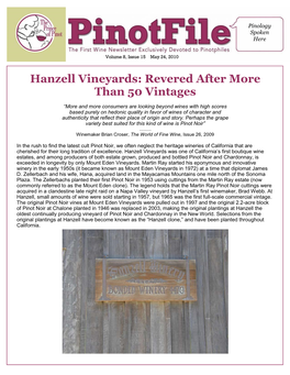 Hanzell Vineyards: Revered After More Than 50 Vintages