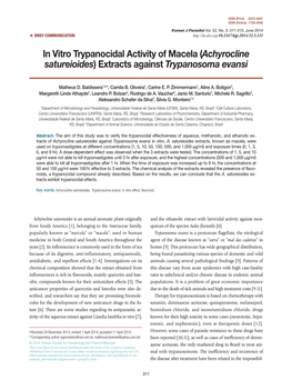 Achyrocline Satureioides) Extracts Against Trypanosoma Evansi