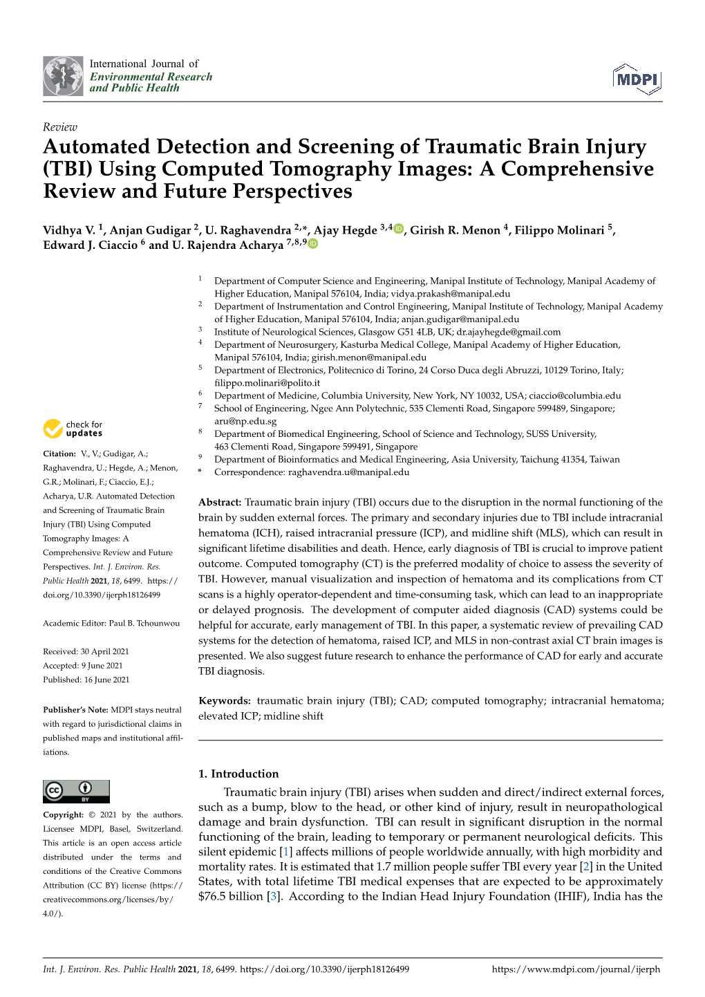 Automated Detection and Screening of Traumatic Brain Injury (TBI) Using ...