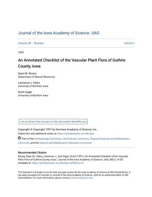 An Annotated Checklist of the Vascular Plant Flora of Guthrie County, Iowa