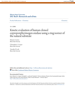 Kinetic Evaluation of Human Cloned Coproporphyrinogen Oxidase Using a Ring Isomer of the Natural Substrate Marjorie A
