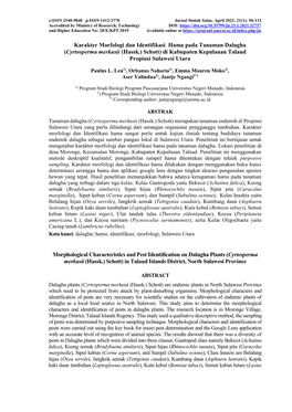 Karakter Morfologi Dan Identifikasi Hama Pada Tanaman Dalugha (Cyrtosperma Merkusii (Hassk.) Schott) Di Kabupaten Kepulauan Talaud Propinsi Sulawesi Utara