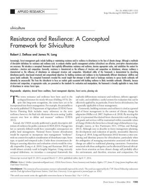 Resistance and Resilience: a Conceptual Framework for Silviculture