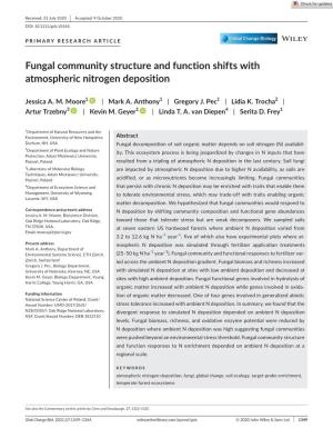 Fungal Community Structure and Function Shifts with Atmospheric Nitrogen Deposition