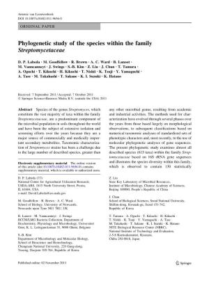 Phylogenetic Study of the Species Within the Family Streptomycetaceae
