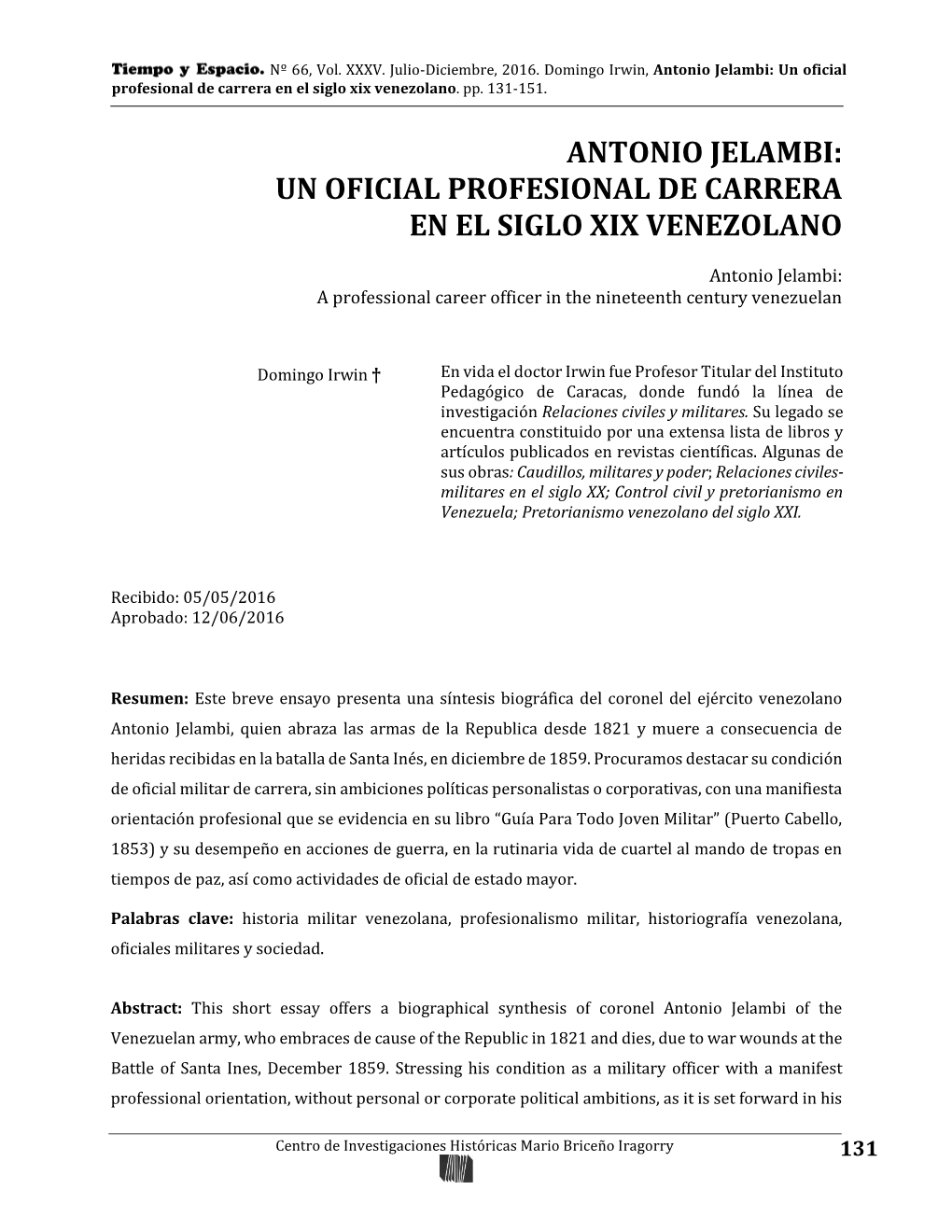 Antonio Jelambi: Un Oficial Profesional De Carrera En El Siglo Xix Venezolano