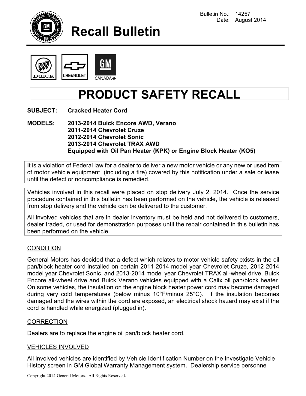 Recall Bulletin