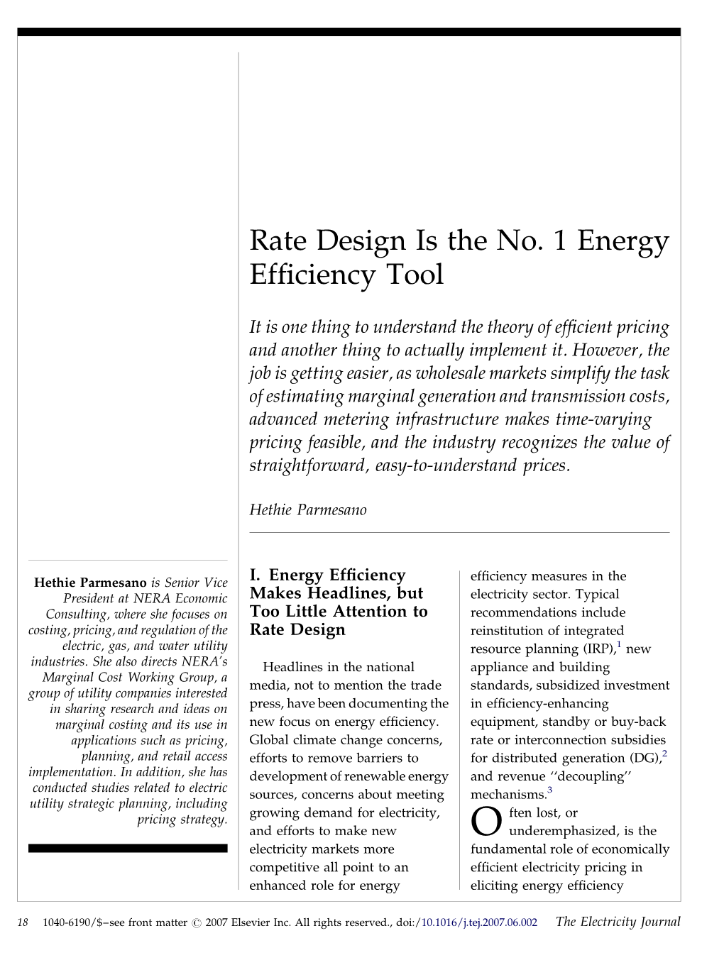 Rate Design Is the No. 1 Energy Efficiency Tool