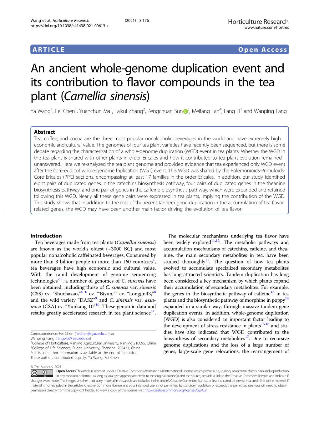 An Ancient Whole-Genome Duplication Event and Its Contribution to Flavor