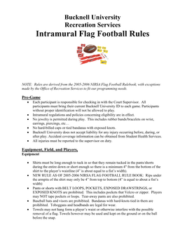 Intramural Flag Football Rules