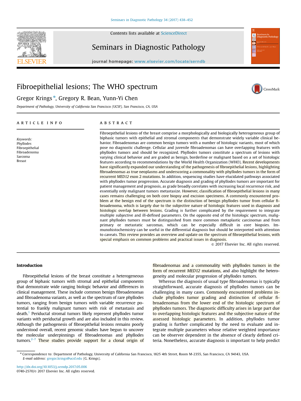 Fibroepithelial Lesions; the WHO Spectrum