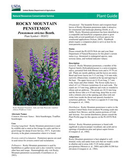 Plant Guide: Rocky Mountain Penstemon