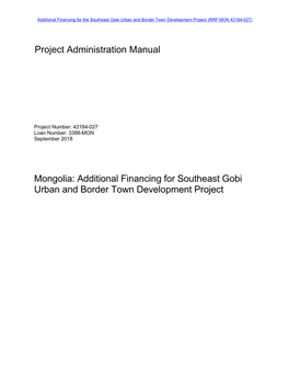 (Additional Financing): Project Administration Manual