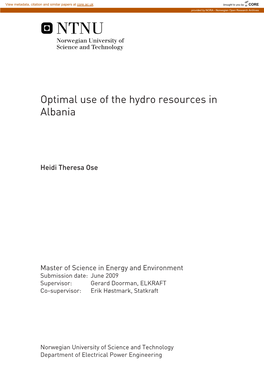Optimal Use of the Hydro Resources in Albania