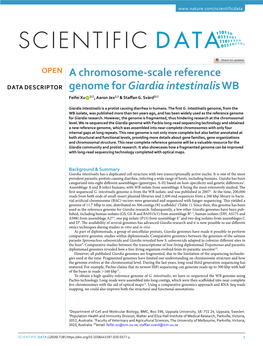 A Chromosome-Scale Reference Genome for Giardia Intestinalis WB