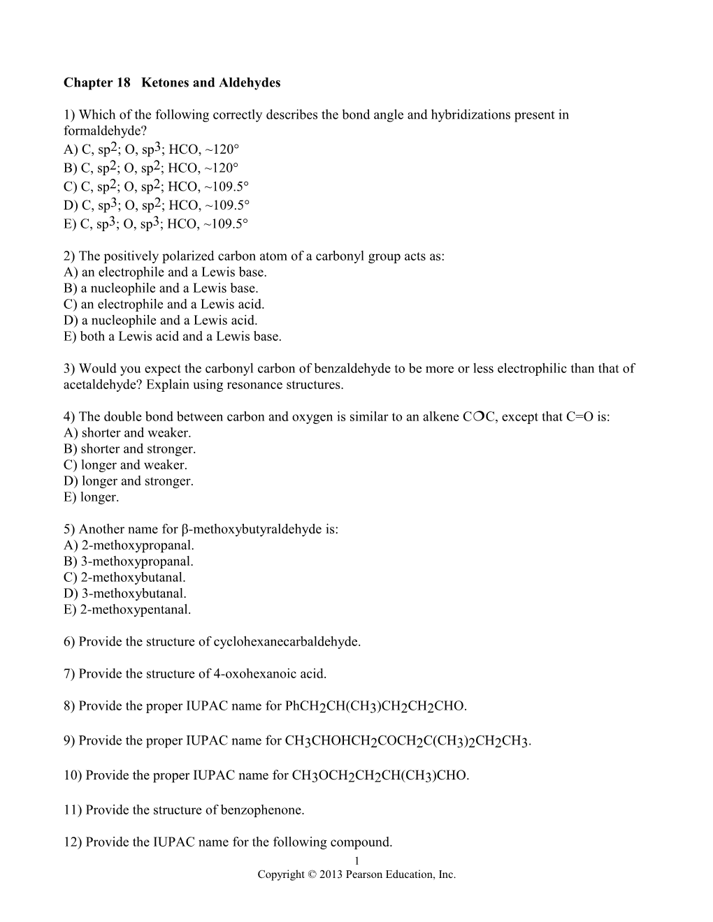 Chapter 18 Ketones and Aldehydes