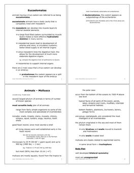 Phylum Mollusca; Ziser Lecture Notes, 2012.10 1 Animals: Phylum Mollusca; Ziser Lecture Notes, 2012.10 2