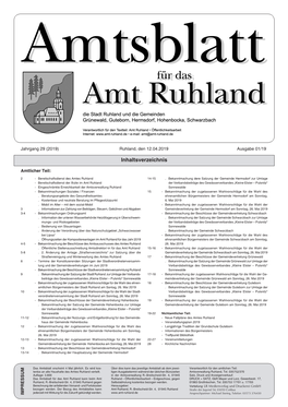 Amtsblatt Ruhland Nr. 1/19 Vom 12.04.2019