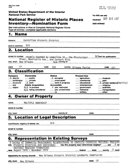 National Register Off Historic Places Inventory—Nomination Form 1