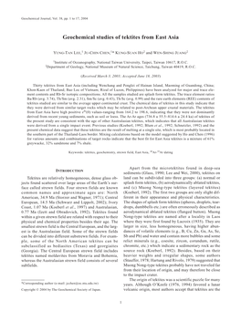 Geochemical Studies of Tektites from East Asia