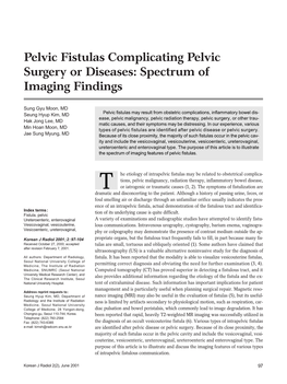 Pelvic Fistulas Complicating Pelvic Surgery Or Diseases: Spectrum of Imaging Findings