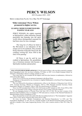 PERCY WILSON SNU President 1950 - 1953