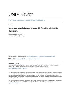 From Main-Travelled Roads to Route 66: Transitions in Prairie Naturalism