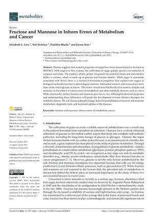 Fructose and Mannose in Inborn Errors of Metabolism and Cancer
