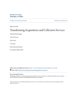 Transforming Acquisitions and Collection Services Michelle Flinchbaugh