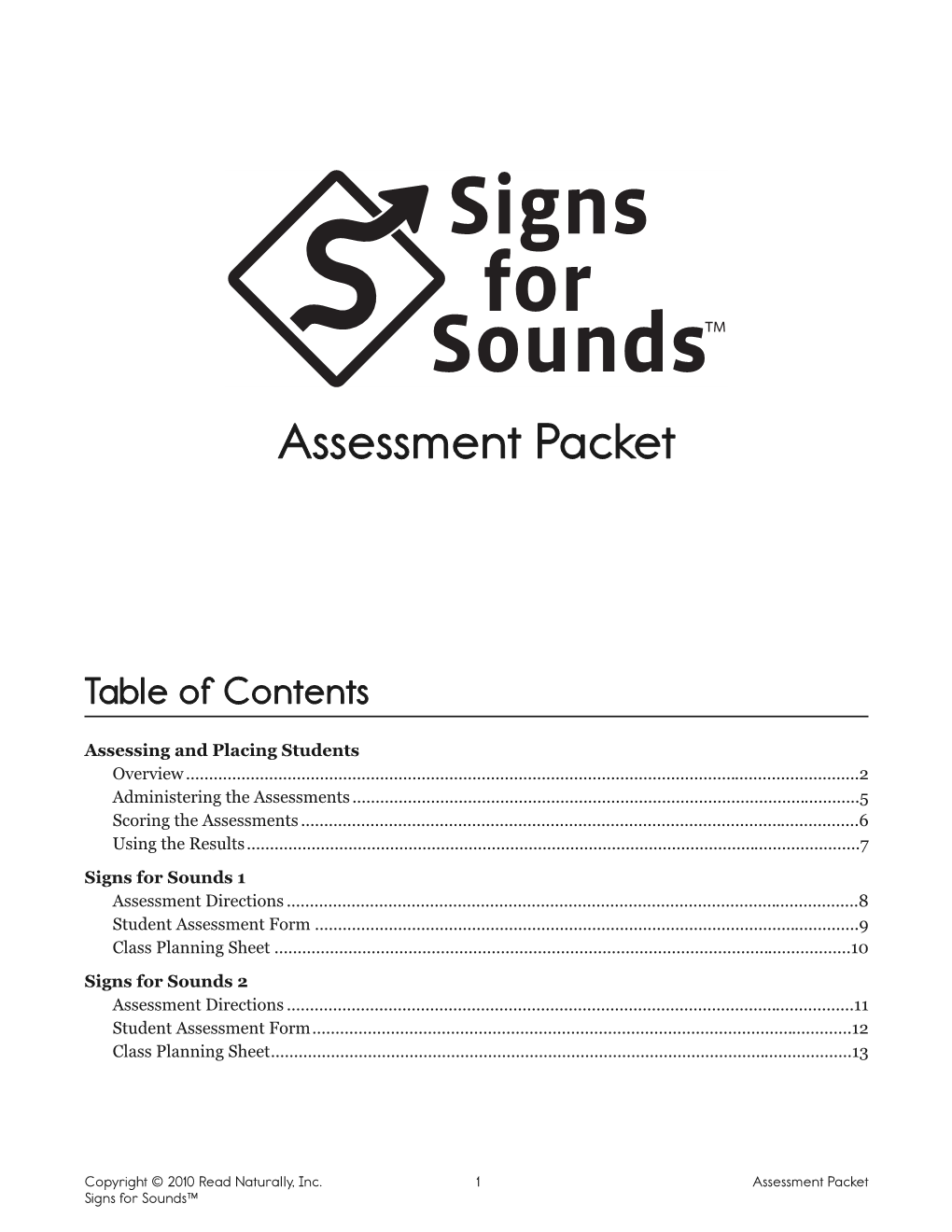 Signs For Sounds Assessment Packet Levels 1 2 
