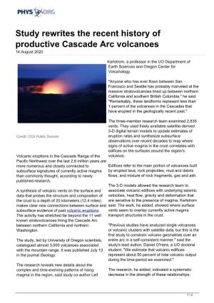 Study Rewrites the Recent History of Productive Cascade Arc Volcanoes 14 August 2020