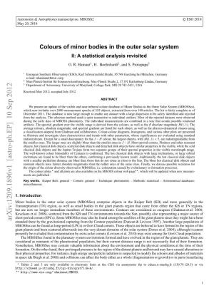 Colours of Minor Bodies in the Outer Solar System-II: a Statistical Analysis
