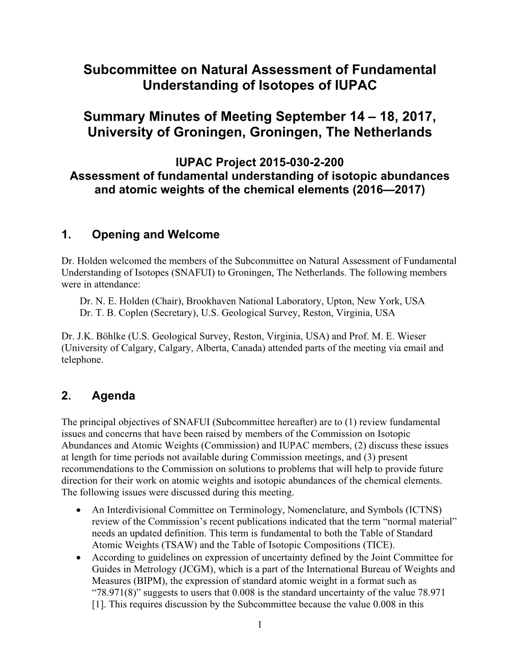 Subcommittee on Natural Assessment of Fundamental Understanding of Isotopes of IUPAC