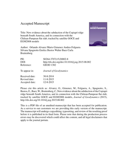 New Evidence About the Subduction of the Copiapó Ridge Beneath South America