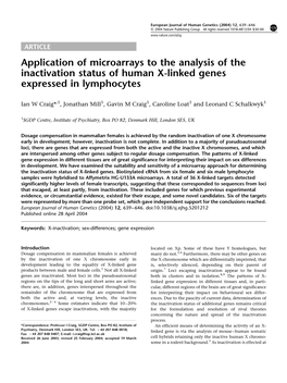 Application of Microarrays to the Analysis of the Inactivation Status of Human X-Linked Genes Expressed in Lymphocytes