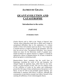 Quantavolution and Catastrophe, Introduction 1