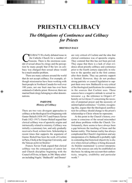 The Obligations of Continence and Celibacy for Priests